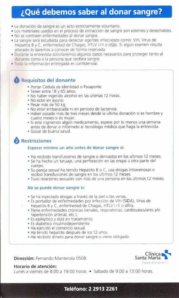 donadores de sangre requisitos