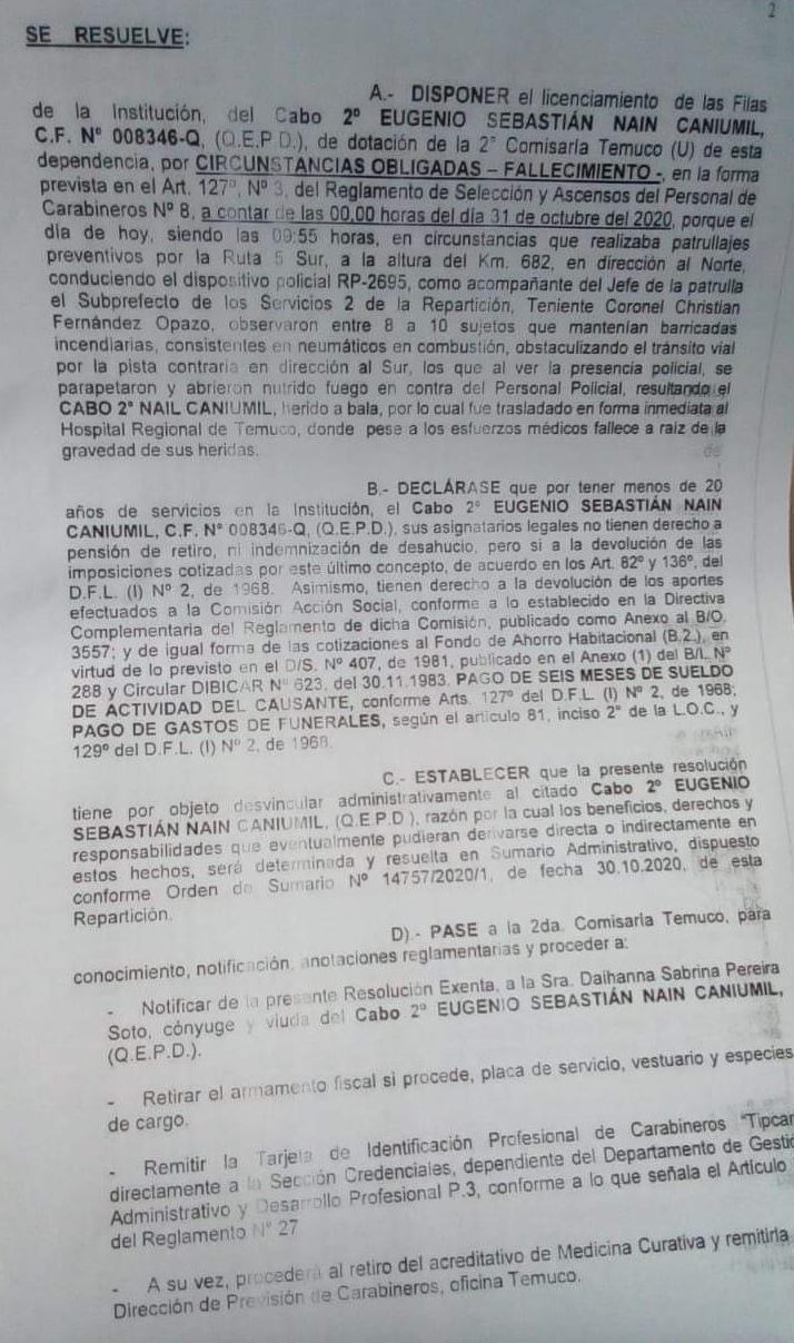 RES Carabinero Eugenio Nain