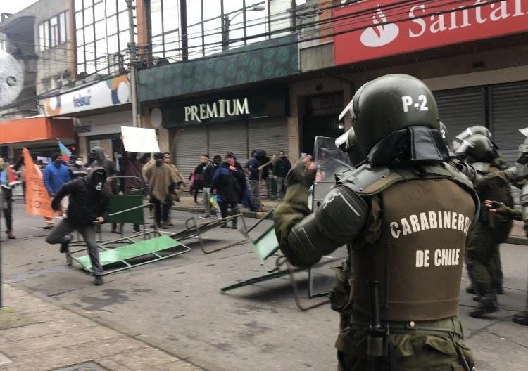 Protesta de comuneros mapuche.