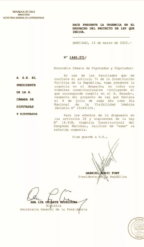 Proyecto de Ley Dia Nacional Visibilidad Lesbica