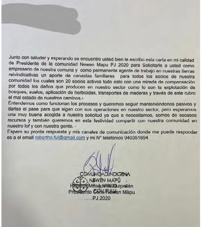 Carta 20 canastas de alimentos