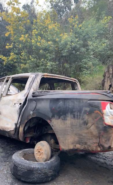 Camioneta quemada El Pajal
