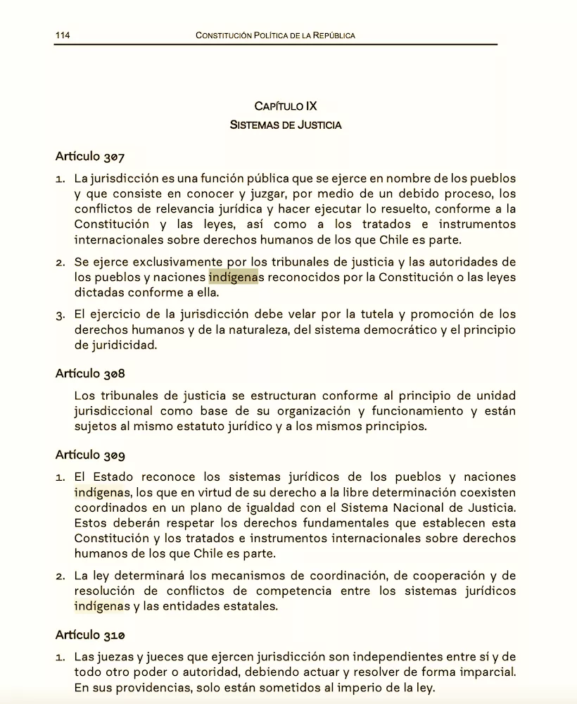 Texto Nueva Constitución - sistema de justicia indígena