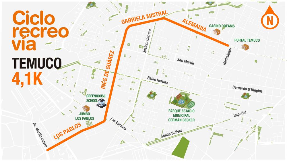 Mapa CicloRecreoViĚa Temuco