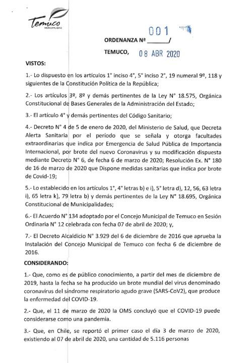 Ordenanza sobre uso de elementos de protección 