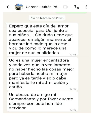 Mensaje Whatsapp presentado por Denise Melgarejo