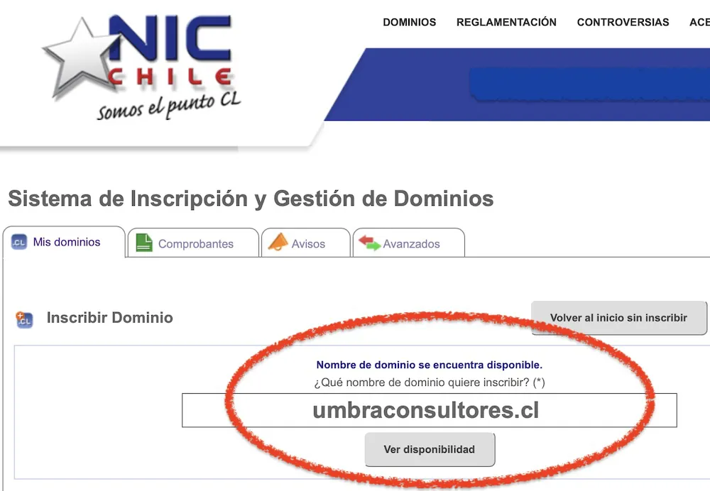 Dominio disponible y sin registrar - www.umbraconsultores.cl