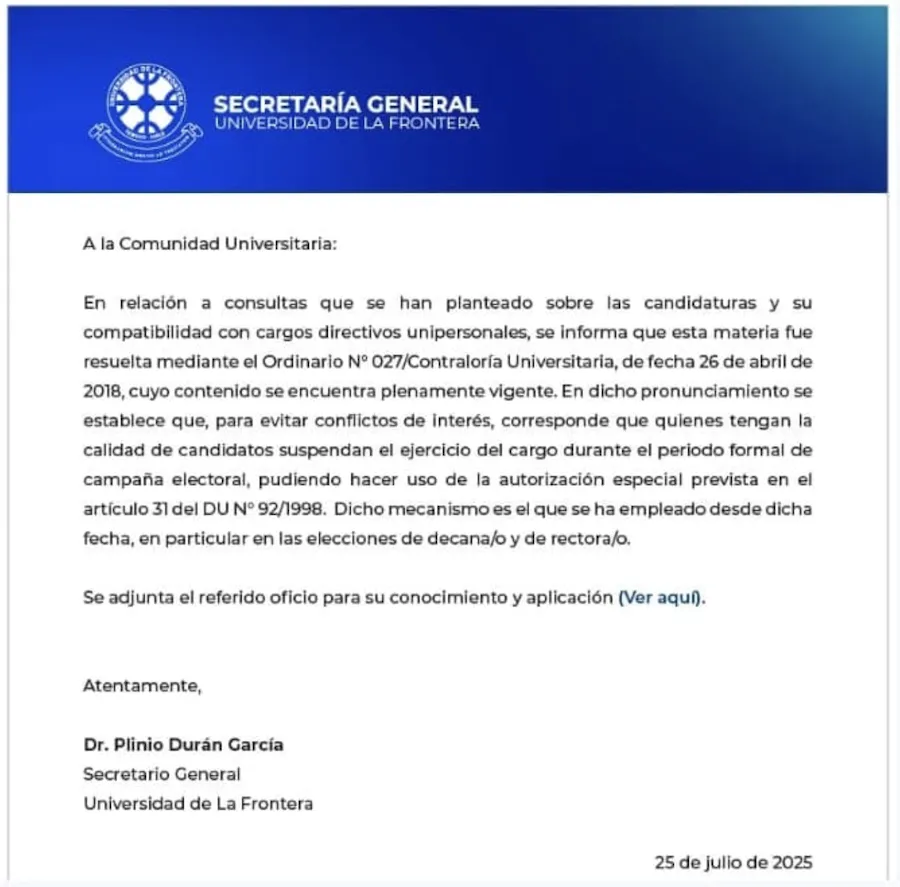 Respuesta Plinio Duran Garcia por elecciones de rector