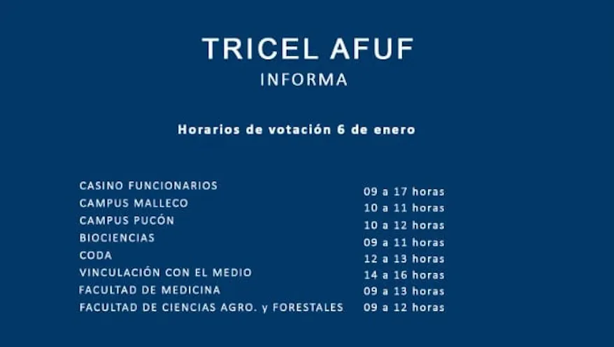 Horarios de votacion AFUF