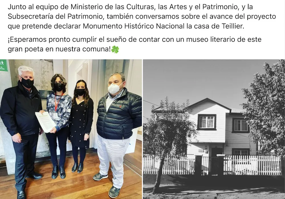 Publicacion en Facebook Raul Schifferli Alcalde 2021
