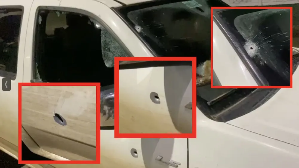 Disparos a camioneta con armas de guerra