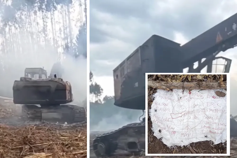 7 Maquinas destruidas en atentado de la WAM en Cunco