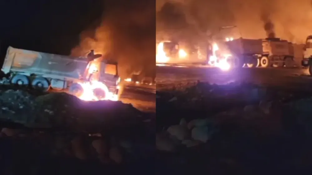 Atentado central Rucalhue - 45 camiones quemados