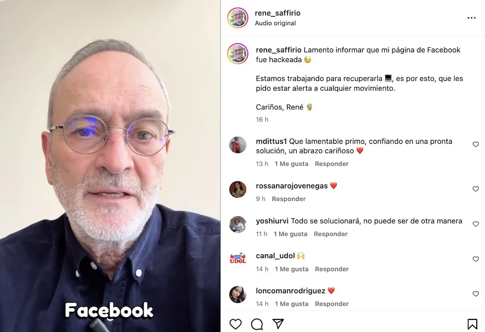 Hackean pagina de Facebook de Rene Saffirio