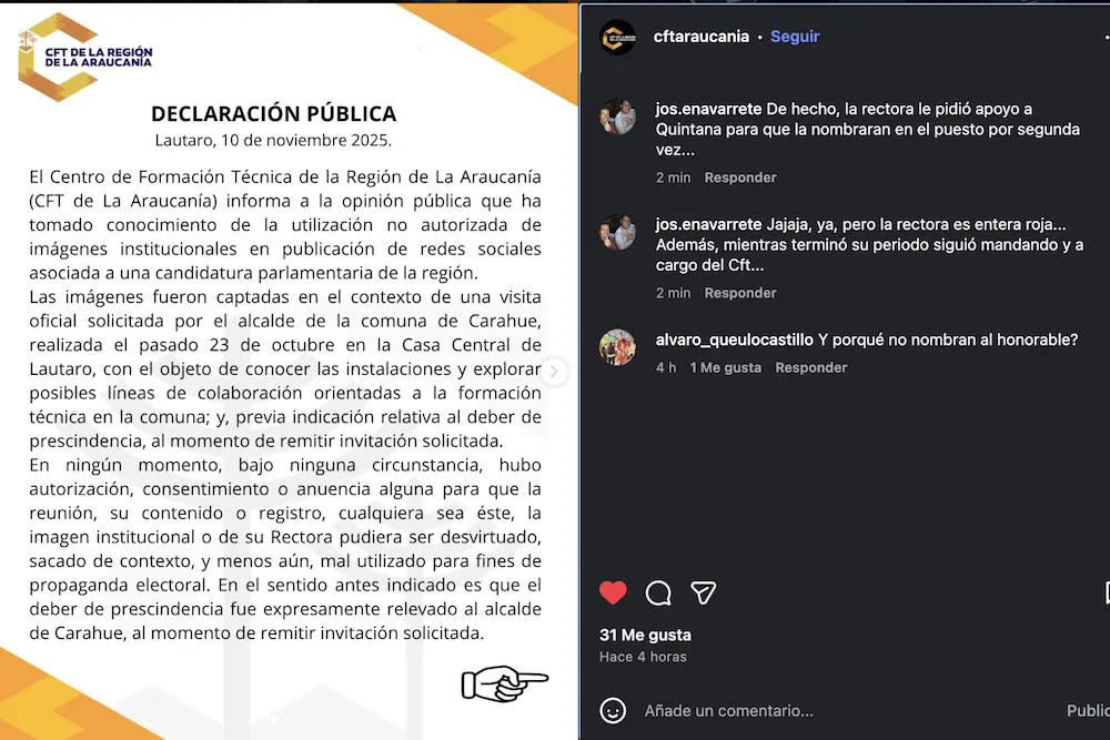 Comunicado CFT Araucania por video de parlamentario