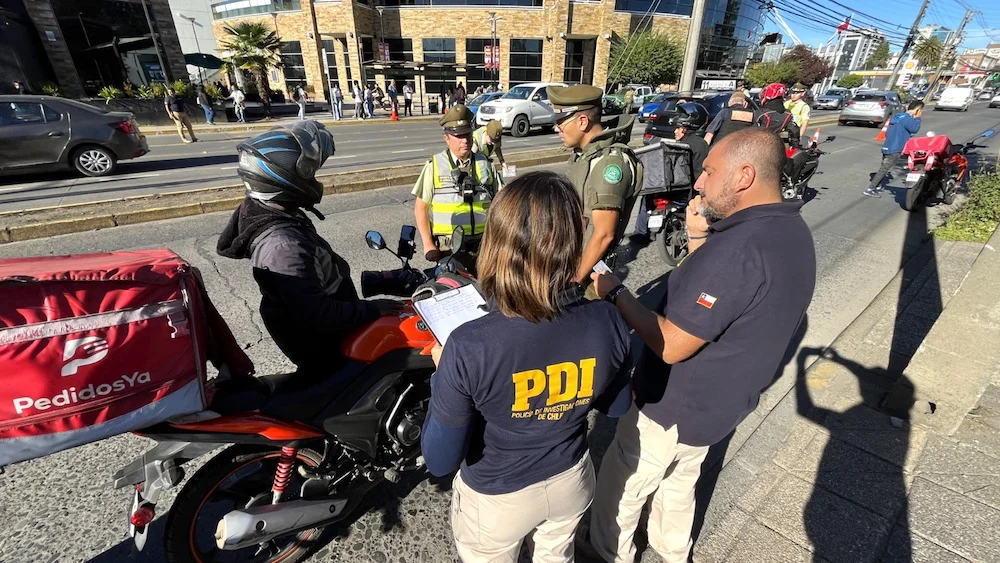 fiscalización de motociclistas delivery