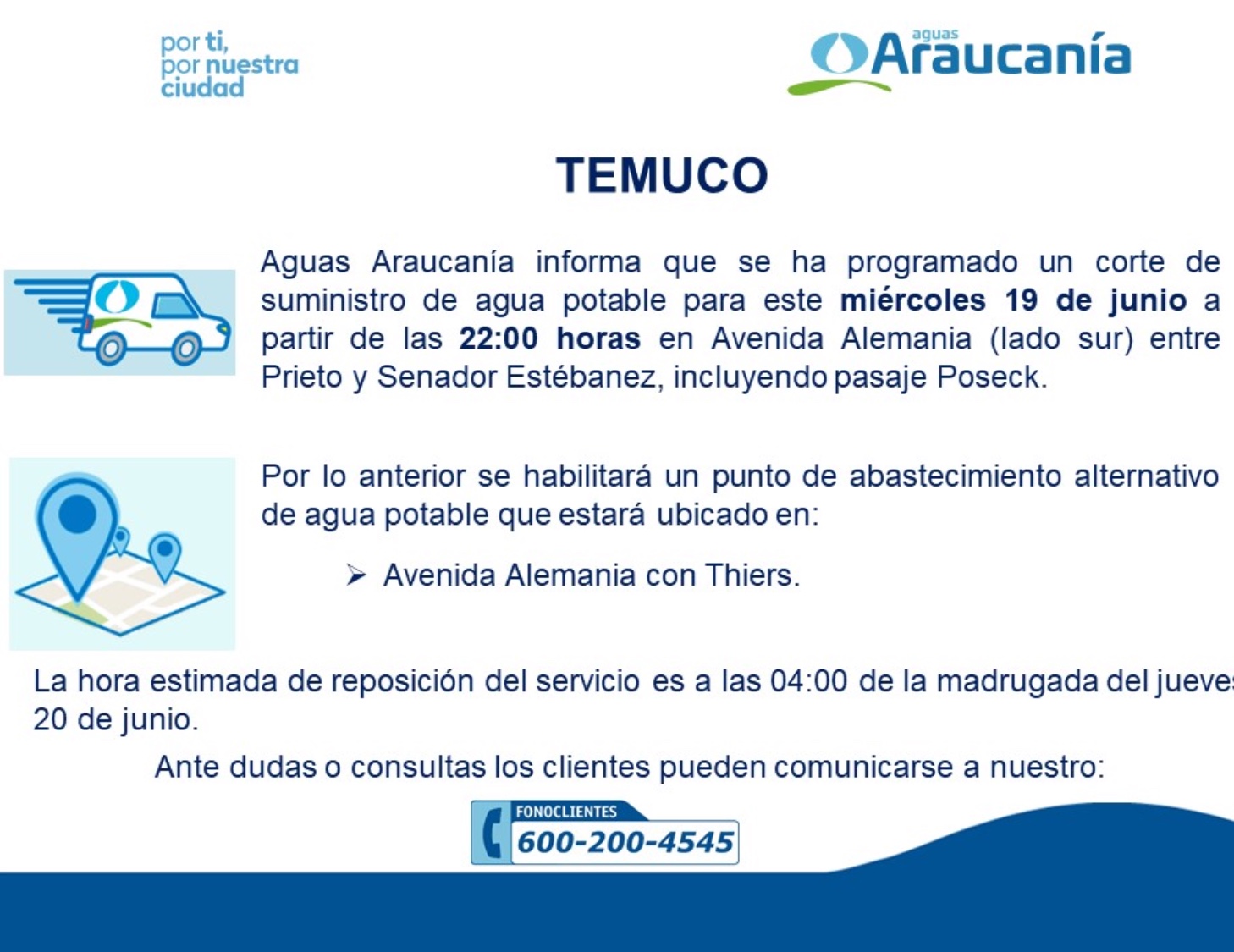 Aviso de corte de Agua 19 06 2019