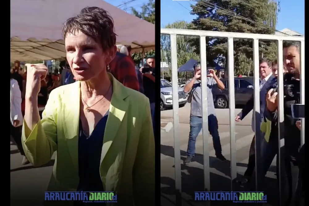 Ministra Toha en Ercilla - impiden acceso a la prensa