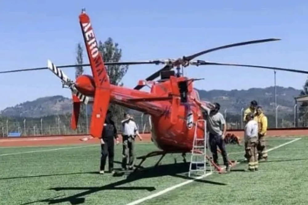 Helicoptero atacado a tiros en Collipulli