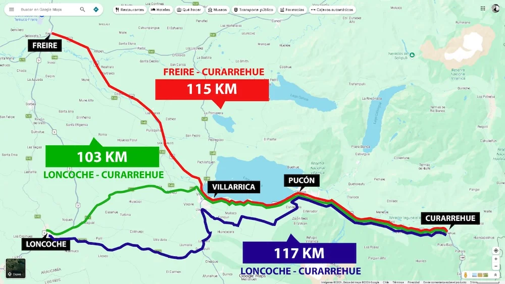 Trazado propuesto por alcalde de Loncoche para Villarrica
