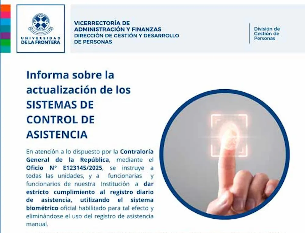 Enrolamiento para control de asistencia en la UFRO