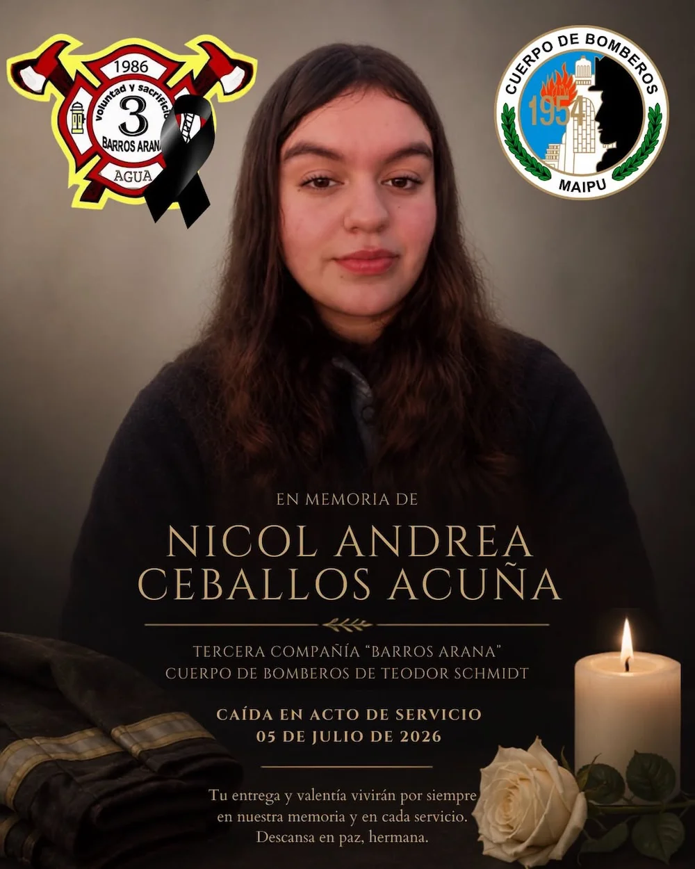 Nicole Ceballos Acuna - bombera fallecida en Barros Arana