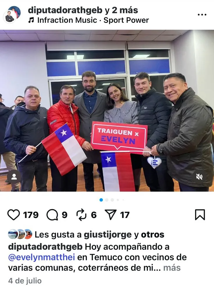 Concejala Elsa Benedetti en acto de Evelyn Matthei - redes sociales diputado Jorge Rathgeb