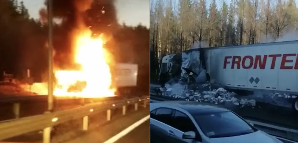 Camion quemado Ruta 5 Sur