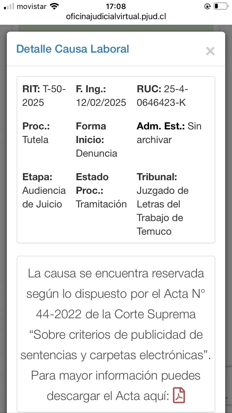 Causa laboral contra la UFRO reservada