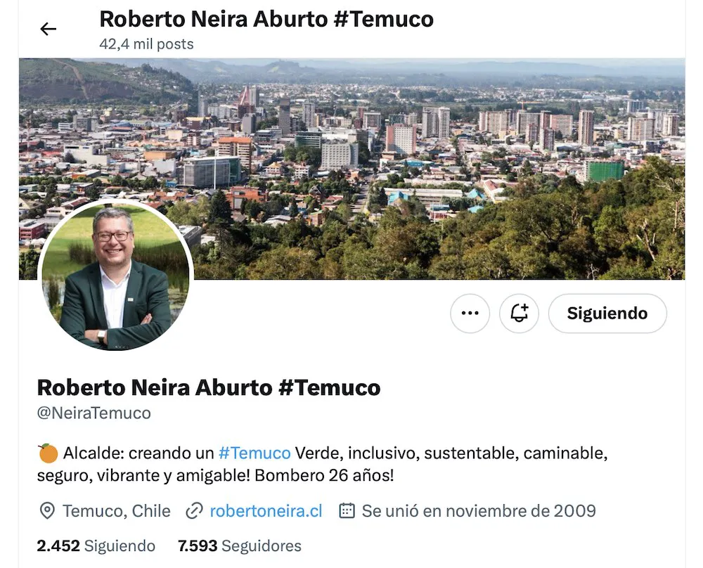Cuenta de Twitter Roberto Neira