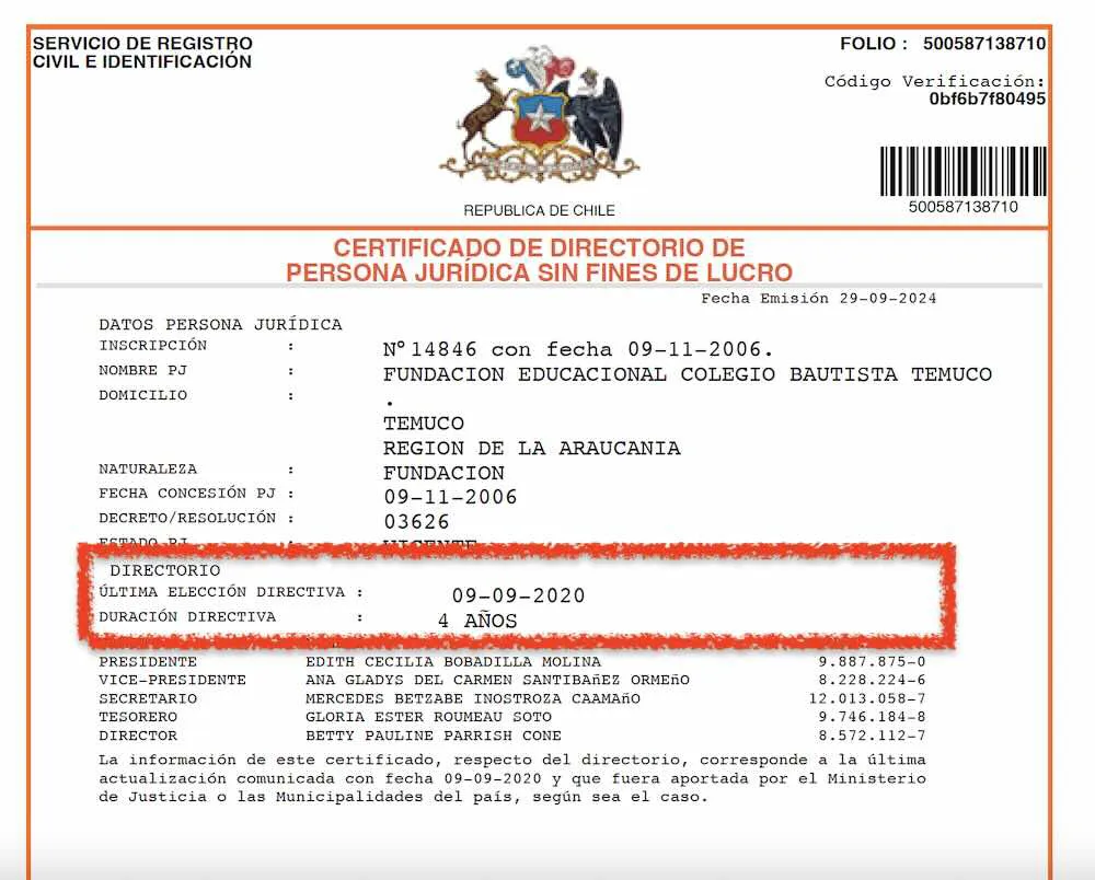 Certificado Directiva No Vigente