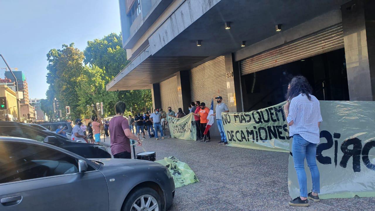Camioneros protestan en Temuco.