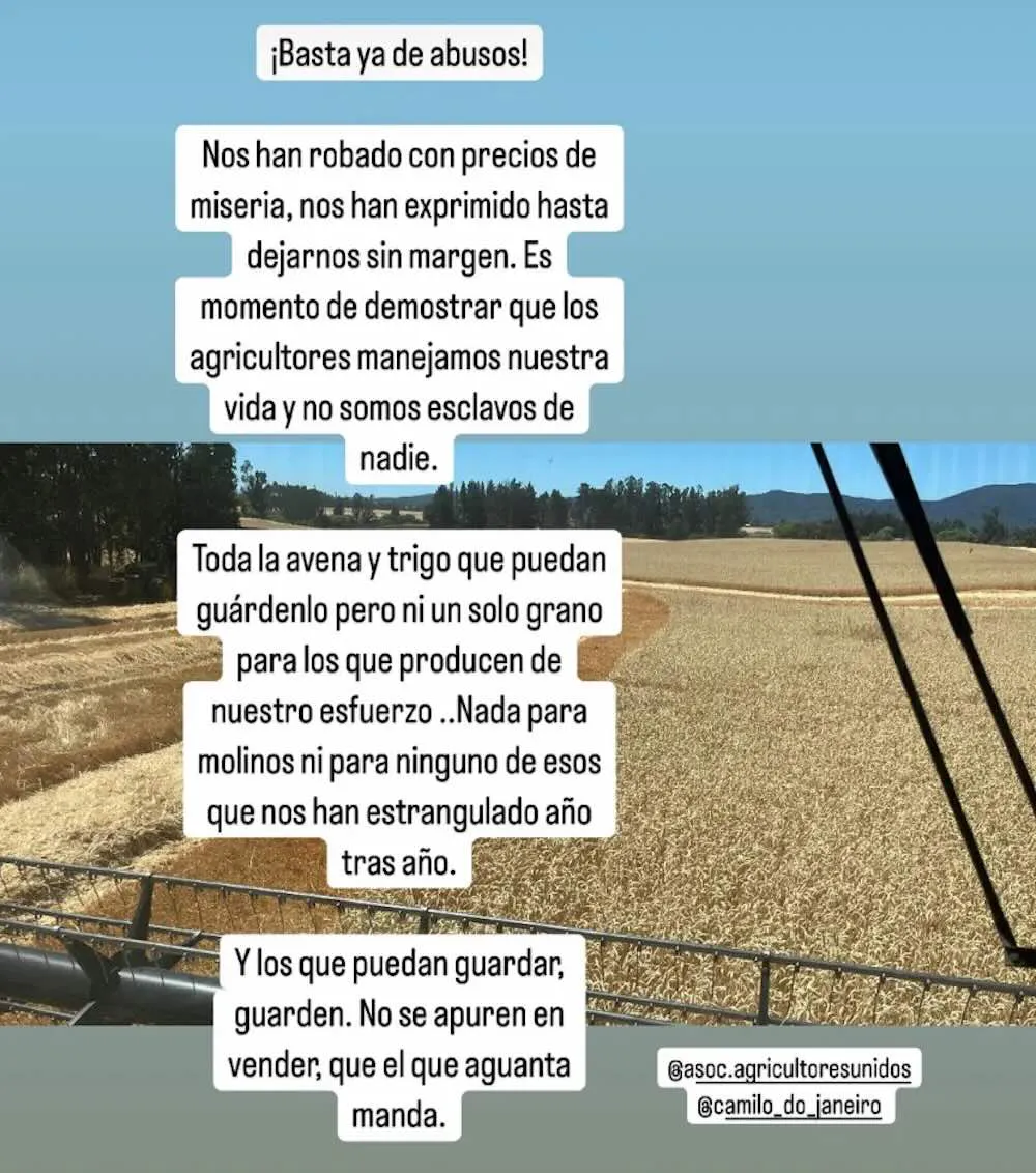 Agricultores Unidos llama a gaurdar trigo y avena