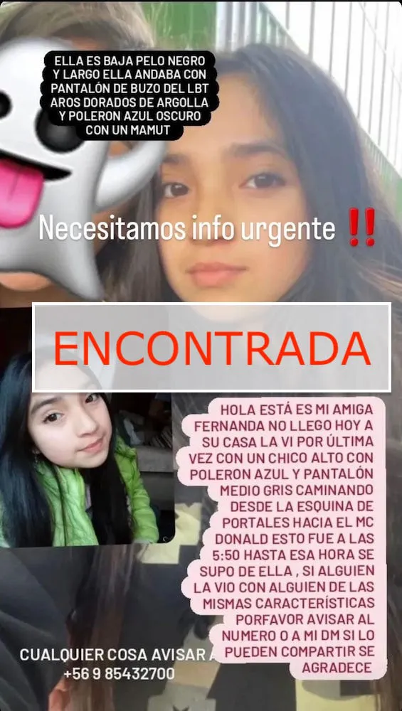 Nina extraviada Liceo Bicentenario