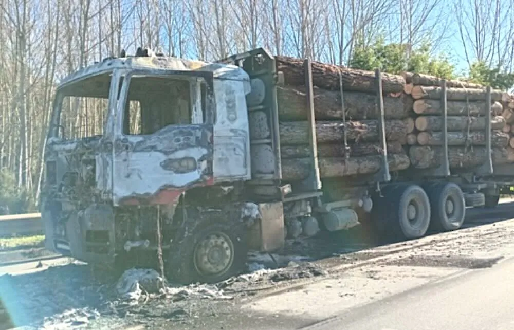 Camion quemado en radio urbano de Nueva Imperial