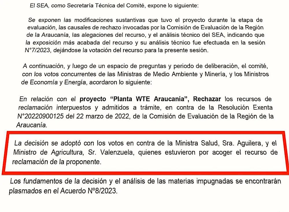 Votacion Comite de Ministros