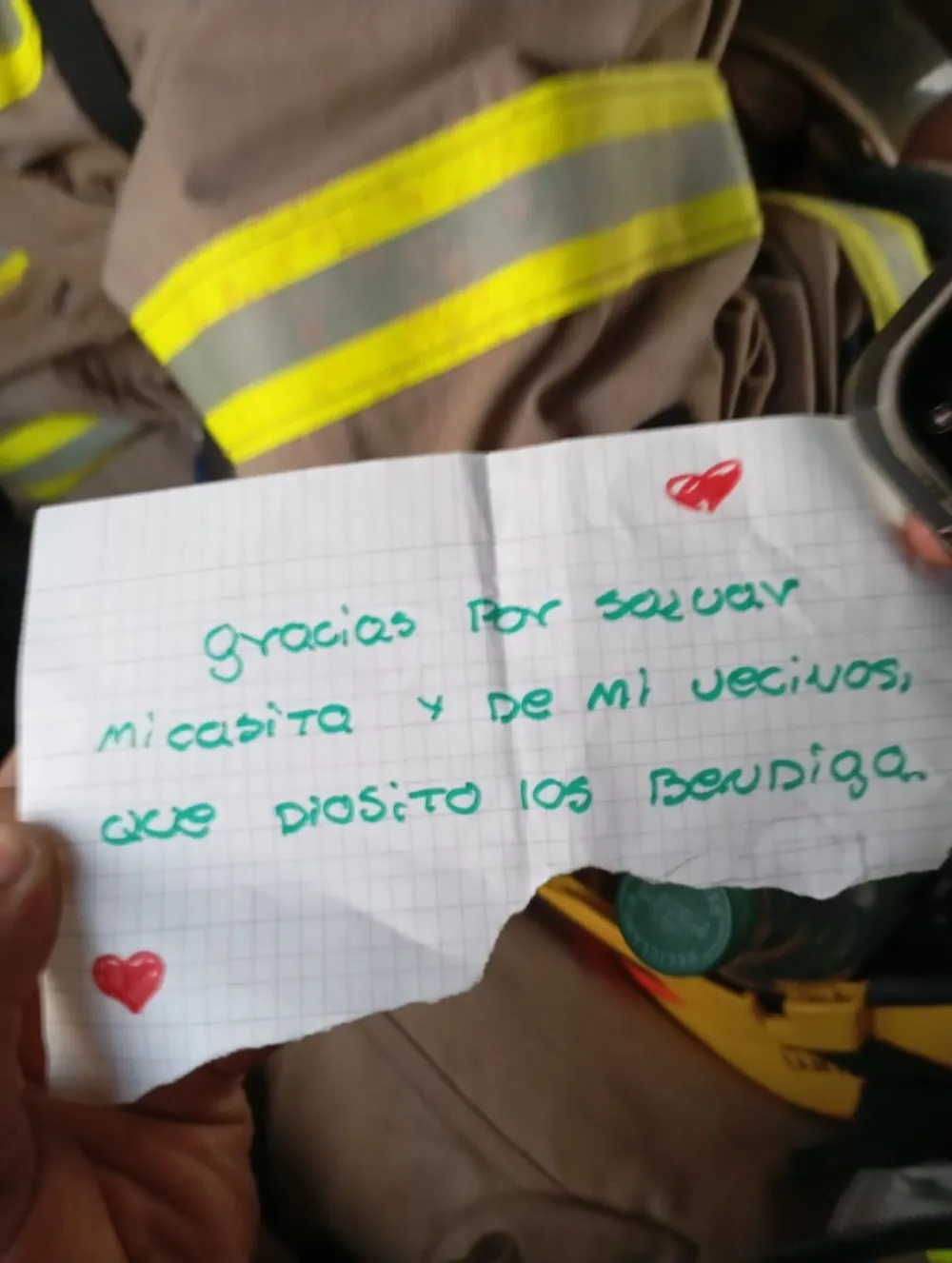 agradecimiento a Bomberos