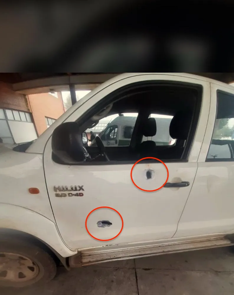 Camioneta baleada Traiguen